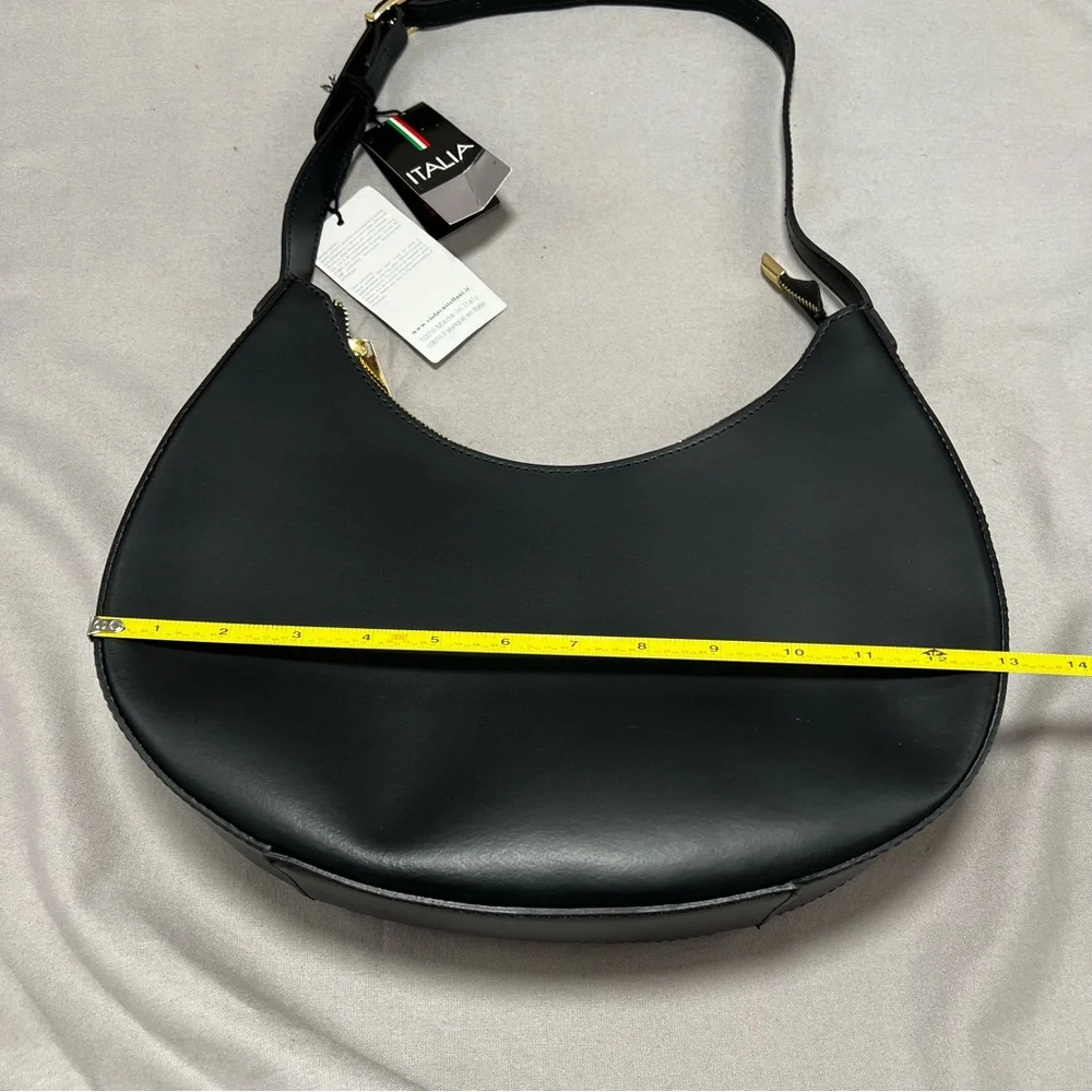 Viola‎ Castellani Black Leather Hobo Adjustable Strap Removable Crossbody Strap